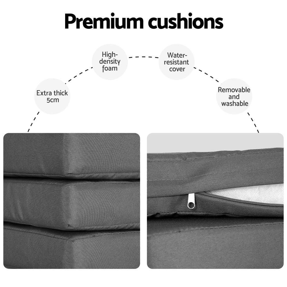 Gardeon Outdoor Dining Set 9 Piece Steel Table Chairs Setting White - Mekamart Australia