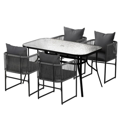 Gardeon 5PC Outdoor Dining Set Table and Chairs Patio Furniture Garden Bistro Set Black - Mekamart Australia