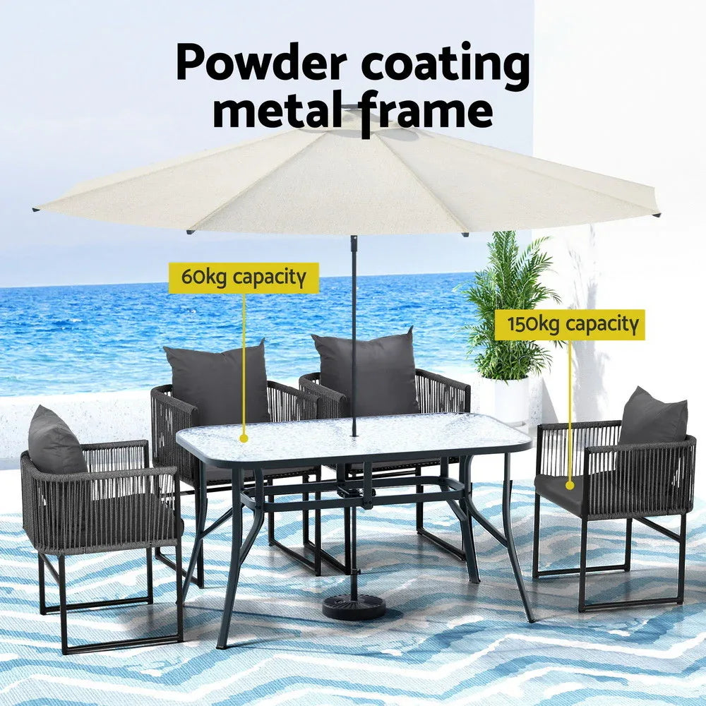 Gardeon 5PC Outdoor Dining Set Table and Chairs Patio Furniture Garden Bistro Set Black - Mekamart Australia