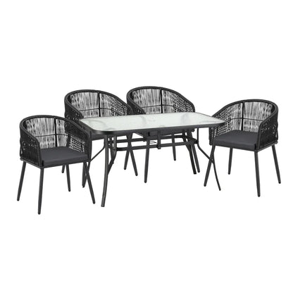 Gardeon 5PC Outdoor Dining Set Table and Chairs Garden Patio Furniture Bistro Set Black - Mekamart Australia