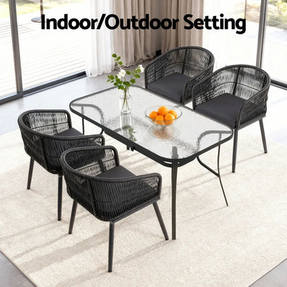 Gardeon 5PC Outdoor Dining Set Table and Chairs Garden Patio Furniture Bistro Set Black - Mekamart Australia