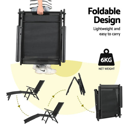 Gardeon Sun Lounge Outdoor Lounger Aluminium Folding Beach Chair Camping Patio