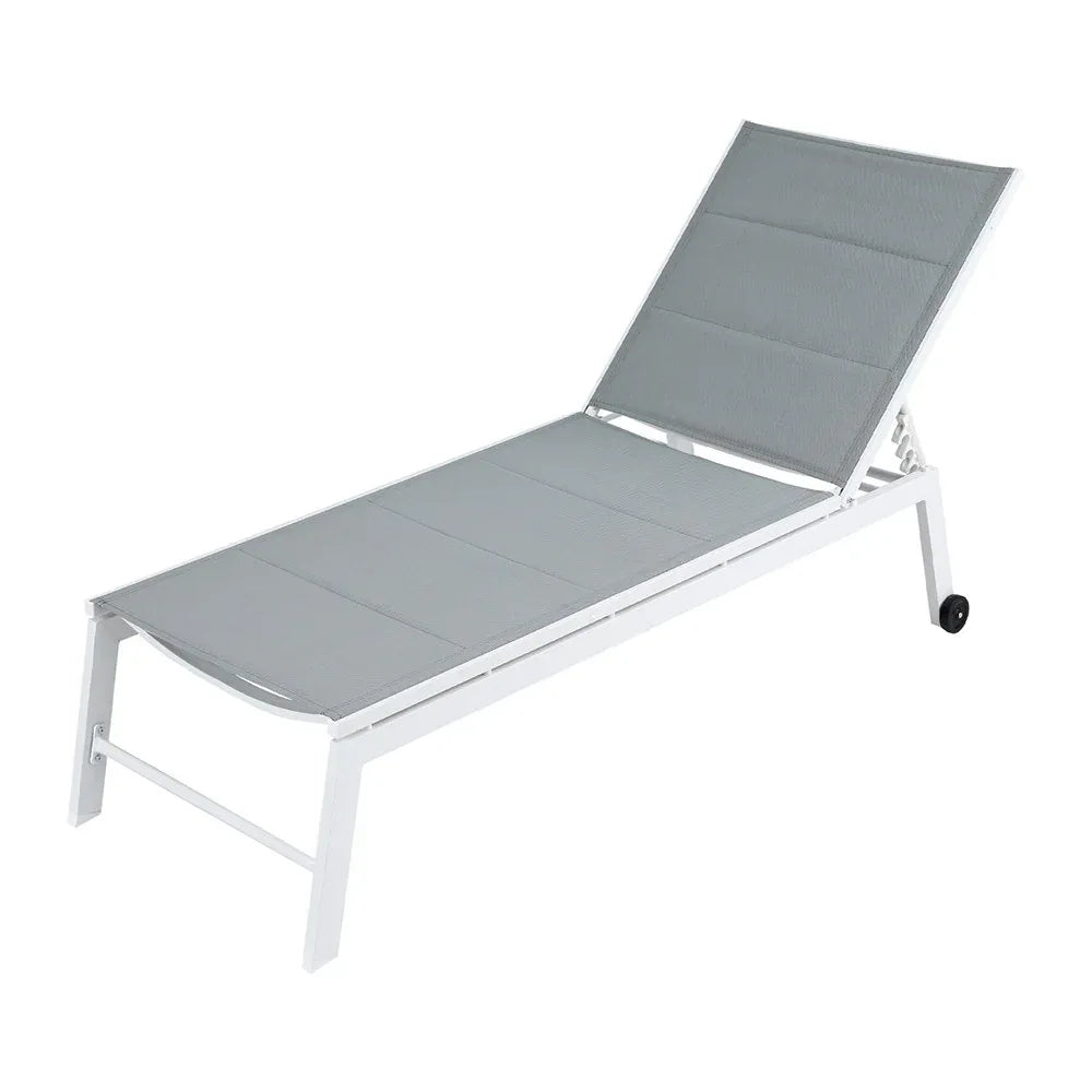 Gardeon Sun Lounger Chaise Lounge Wheels Patio Furniture Outdoor Setting White - Mekamart Australia