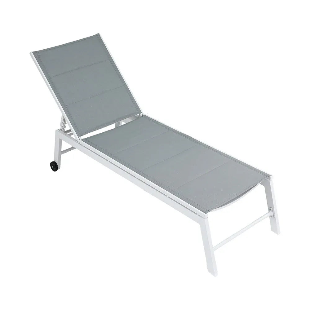 Gardeon Sun Lounger Chaise Lounge Wheels Patio Furniture Outdoor Setting White - Mekamart Australia