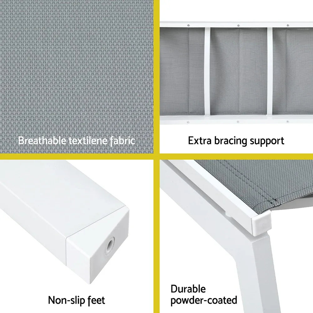 Gardeon Sun Lounger Chaise Lounge Wheels Patio Furniture Outdoor Setting White - Mekamart Australia