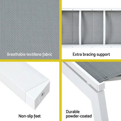 Gardeon Sun Lounger Chaise Lounge Wheels Patio Furniture Outdoor Setting White - Mekamart Australia