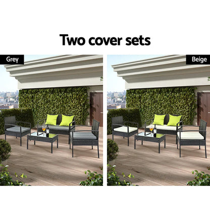 Gardeon Outdoor Sofa Set Wicker Lounge Setting Table and Chairs Patio Furniture - Mekamart Australia