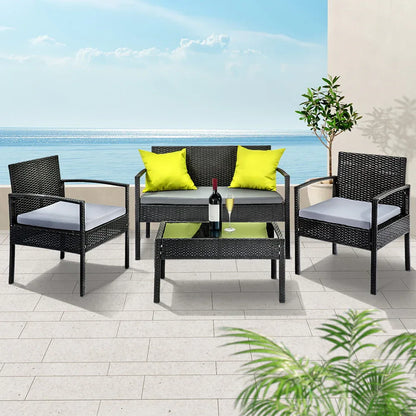 Gardeon Outdoor Sofa Set Wicker Lounge Setting Table and Chairs Patio Furniture - Mekamart Australia