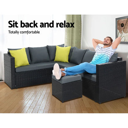 Gardeon Outdoor Dining Set Aluminum Table Chairs Wicker Setting Black - Mekamart Australia