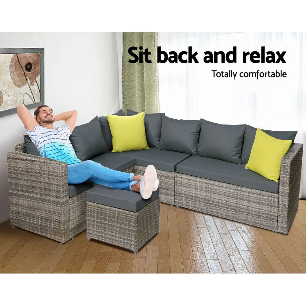 Gardeon Outdoor Dining Set Aluminum Table Chairs Wicker Setting Grey - Mekamart Australia