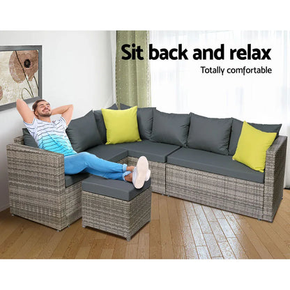 Gardeon Outdoor Dining Set Aluminum Table Chairs Wicker Setting Grey - Mekamart Australia