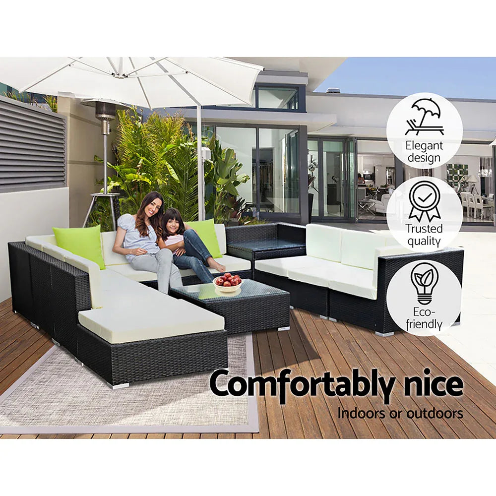 Gardeon 11PC Outdoor Furniture Sofa Set Wicker Garden Patio Lounge - Mekamart Australia