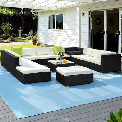 Gardeon 13-Piece Outdoor Sofa Set Wicker Couch Lounge Setting Cover