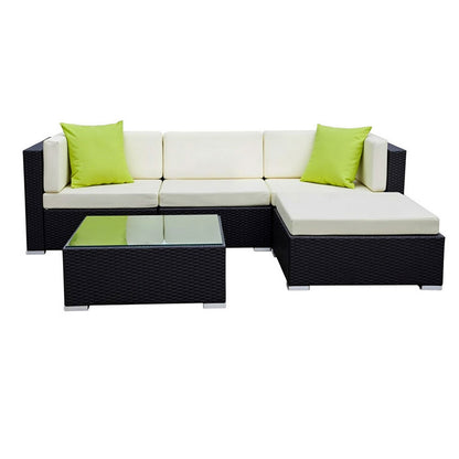 Gardeon 5-Piece Outdoor Sofa Set Wicker Couch Lounge Setting Cover