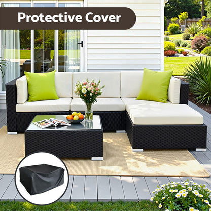 Gardeon 5-Piece Outdoor Sofa Set Wicker Couch Lounge Setting Cover