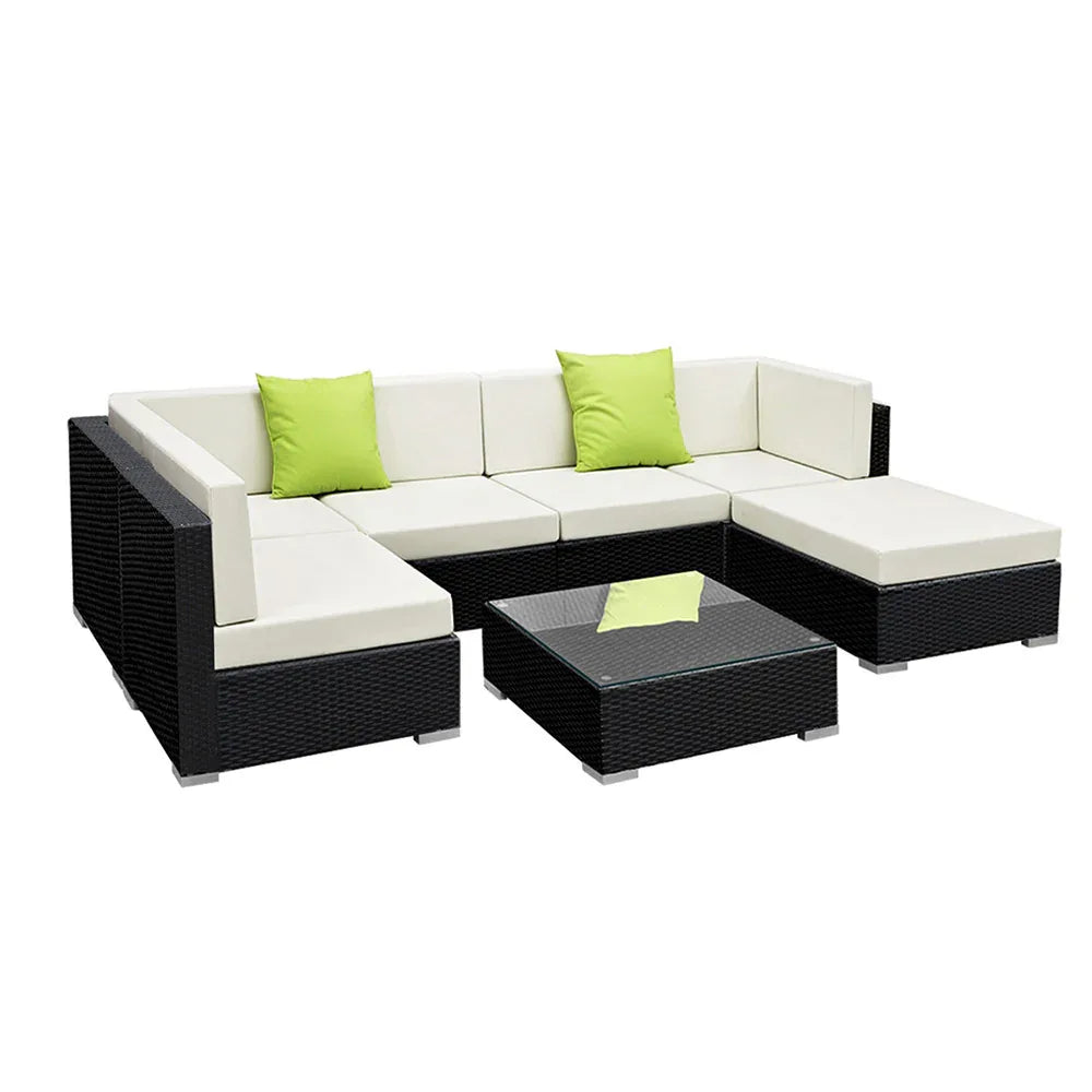 Gardeon 7-Piece Outdoor Sofa Set Wicker Couch Lounge Setting Cover - Mekamart Australia