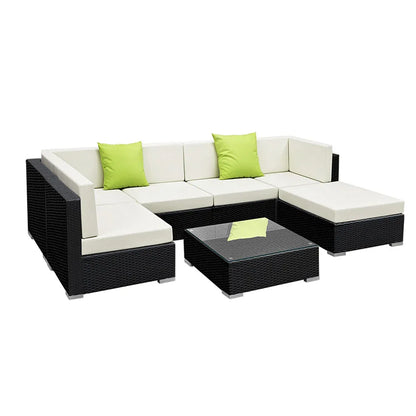 Gardeon 7-Piece Outdoor Sofa Set Wicker Couch Lounge Setting Cover - Mekamart Australia