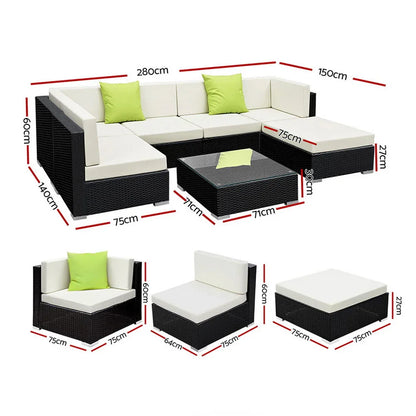 Gardeon 7-Piece Outdoor Sofa Set Wicker Couch Lounge Setting Cover - Mekamart Australia