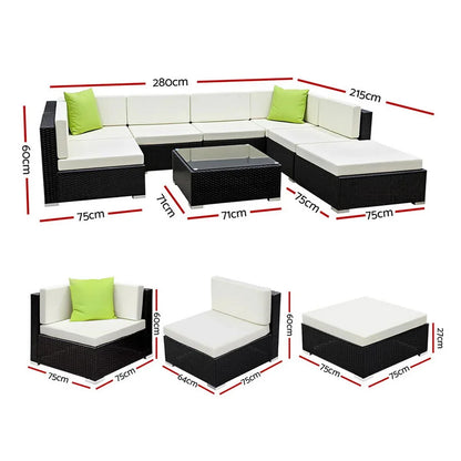 Gardeon 8-Piece Outdoor Sofa Set Wicker Couch Lounge Setting Cover