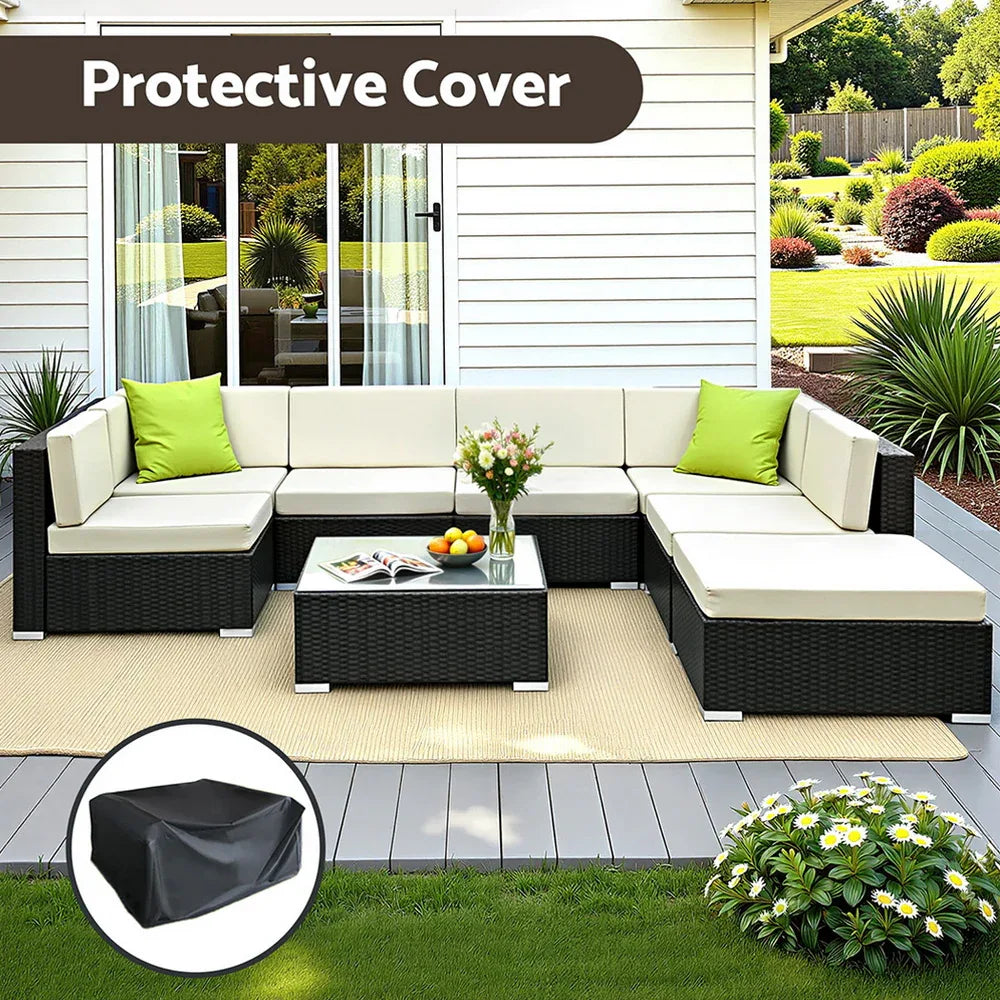 Gardeon 8-Piece Outdoor Sofa Set Wicker Couch Lounge Setting Cover