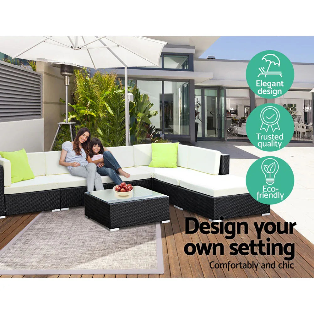 3PC Gardeon Outdoor Furniture Sofa Set Wicker Rattan Garden Lounge Chair Setting - Mekamart Australia