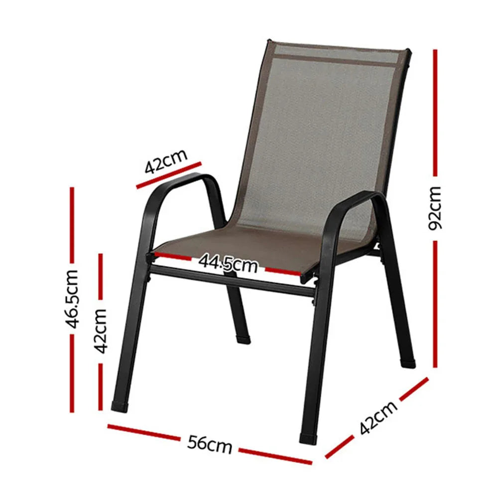 Gardeon 6PC Outdoor Dining Chairs Stackable Lounge Chair Patio Furniture Brown - Mekamart Australia