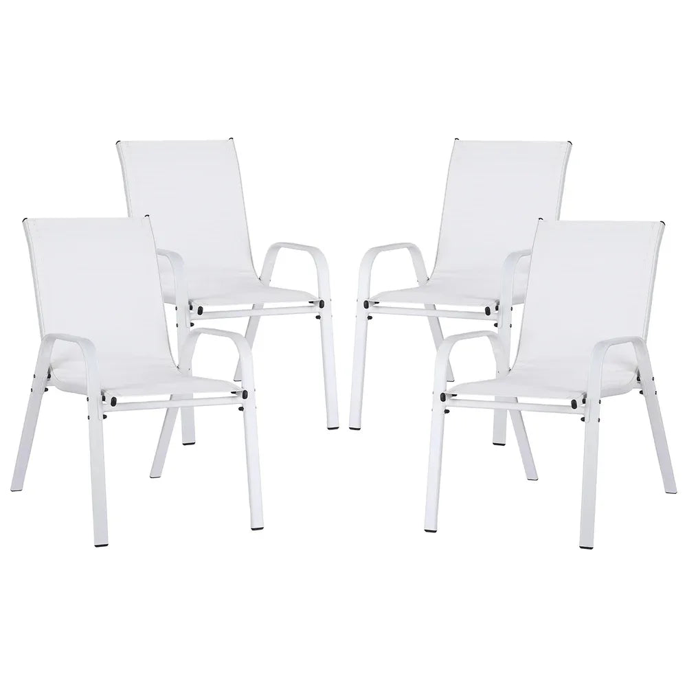 Gardeon 4PC Outdoor Dining Chairs Stackable Lounge Chair Patio Furniture White - Mekamart Australia