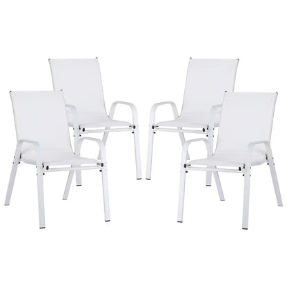 Gardeon 4PC Outdoor Dining Chairs Stackable Lounge Chair Patio Furniture White - Mekamart Australia