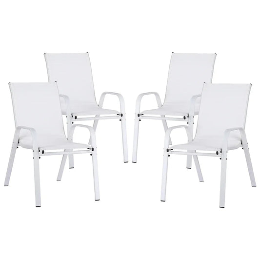 Gardeon 4PC Outdoor Dining Chairs Stackable Lounge Chair Patio Furniture White