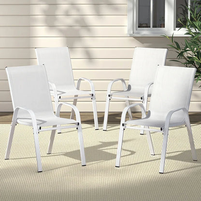 Gardeon 4PC Outdoor Dining Chairs Stackable Lounge Chair Patio Furniture White - Mekamart Australia