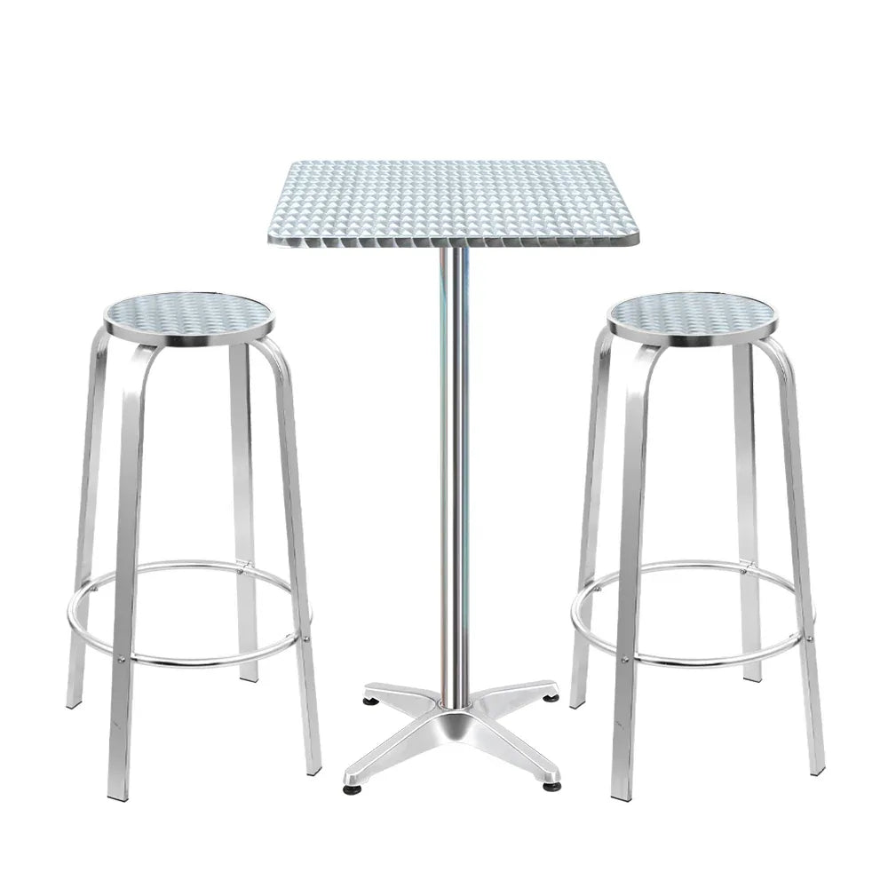 Gardeon 3-Piece Outdoor Bar Set Bistro Table Stools Adjustable Square Cafe - Mekamart Australia
