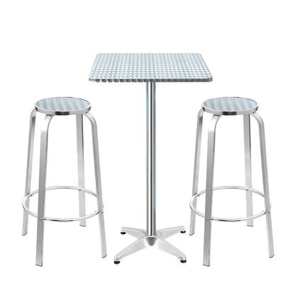 Gardeon 3-Piece Outdoor Bar Set Bistro Table Stools Adjustable Square Cafe - Mekamart Australia