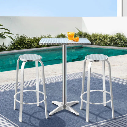 Gardeon 3-Piece Outdoor Bar Set Bistro Table Stools Adjustable Square Cafe - Mekamart Australia