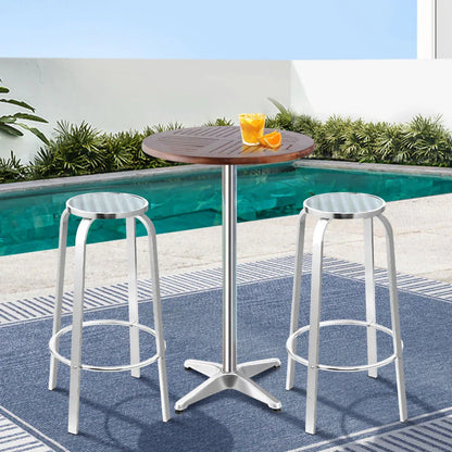 Gardeon 3-Piece Outdoor Bar Set Bistro Table Stools Adjustable Wooden Cafe - Mekamart Australia