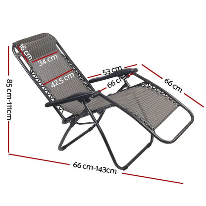 Gardeon Zero Gravity Chair Folding Outdoor Recliner Adjustable Sun Lounge Camping Grey - Mekamart Australia