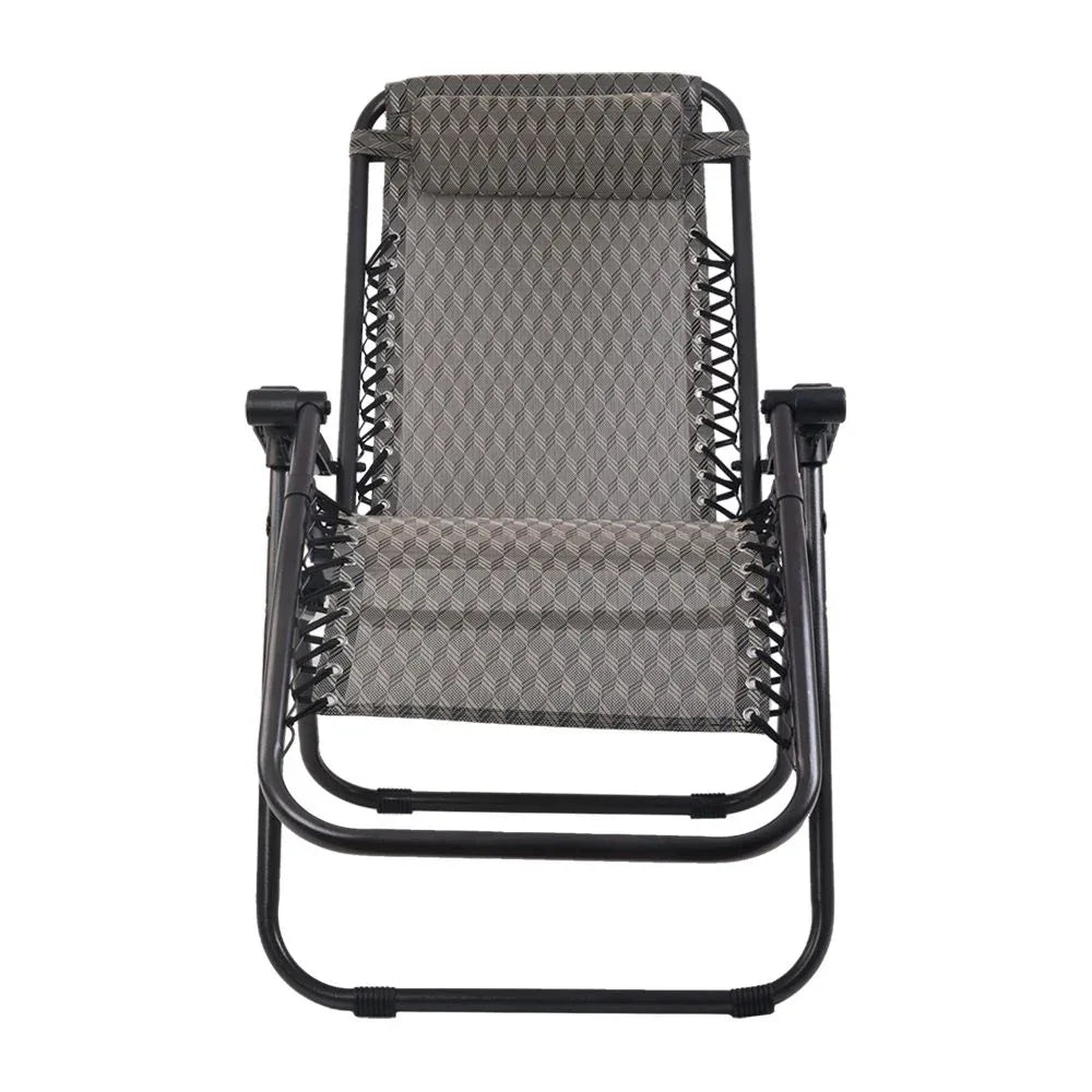 Gardeon Zero Gravity Chair Folding Outdoor Recliner Adjustable Sun Lounge Camping Grey - Mekamart Australia