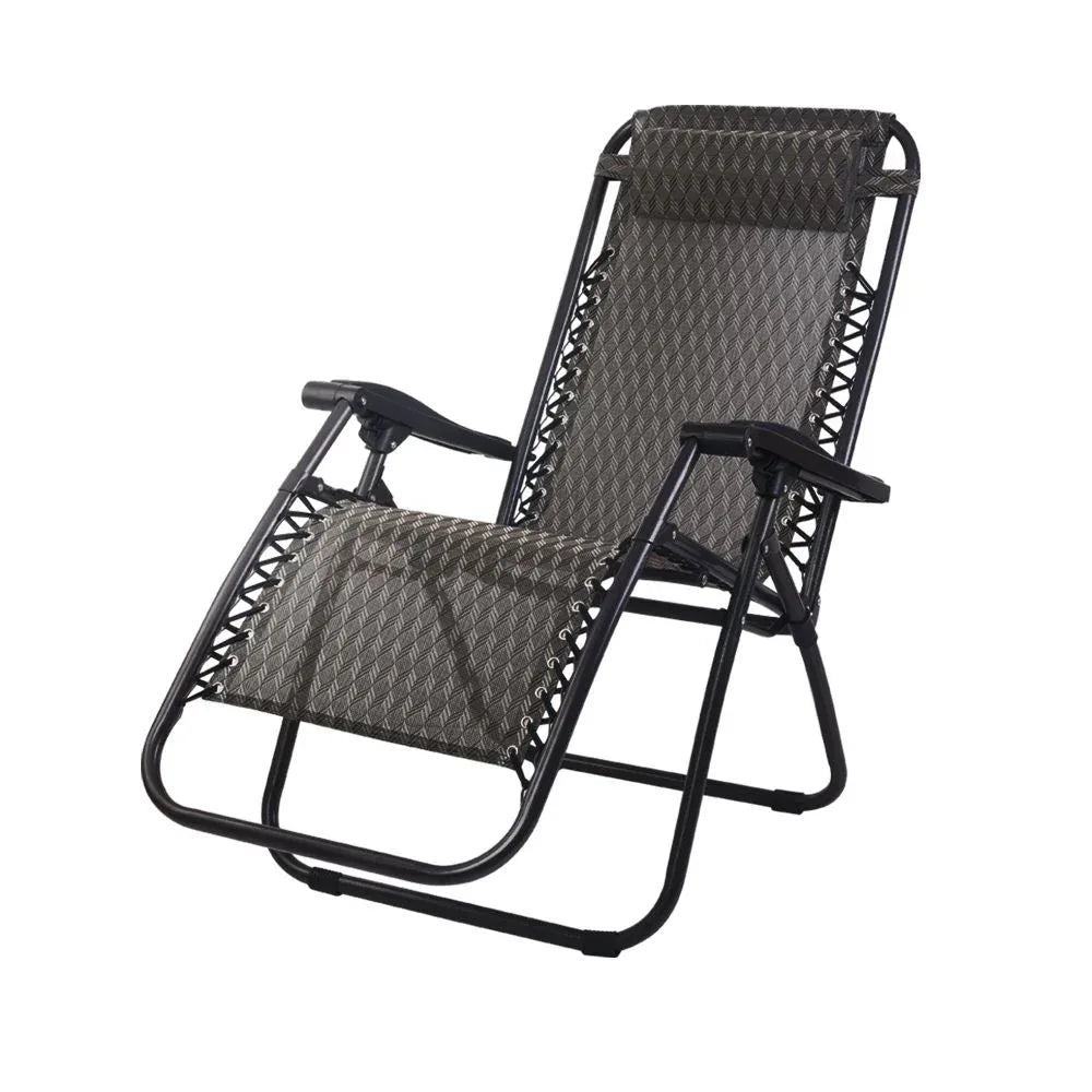 Gardeon Zero Gravity Chair Folding Outdoor Recliner Adjustable Sun Lounge Camping Grey - Mekamart Australia