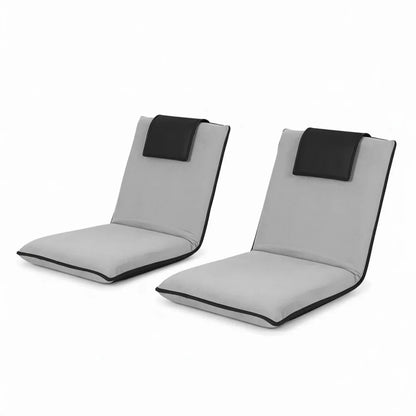 Artiss 2X Floor Lounge Sofa Bed Floor Cushion Velvet Grey - Mekamart Australia