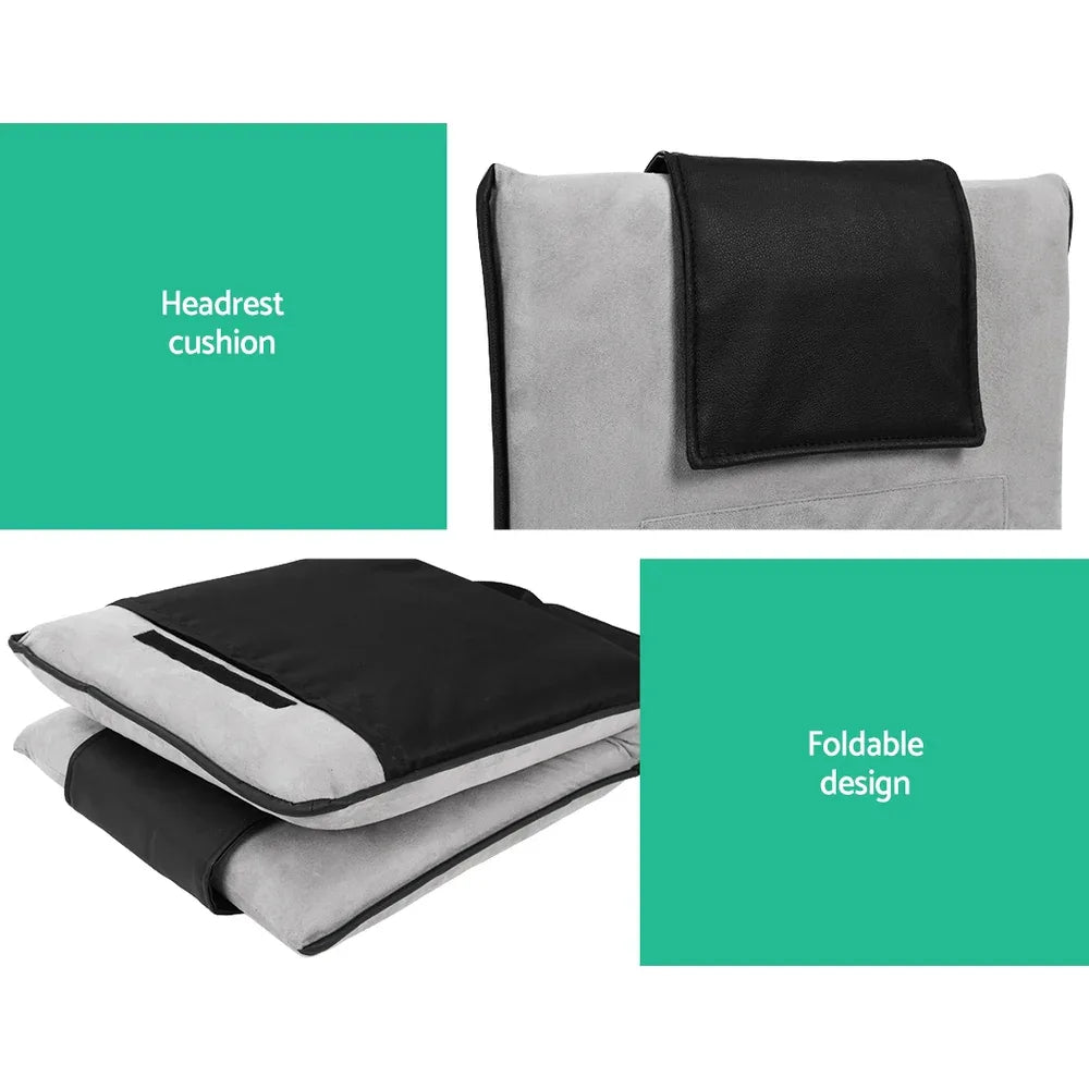 Artiss 2X Floor Lounge Sofa Bed Floor Cushion Velvet Grey - Mekamart Australia