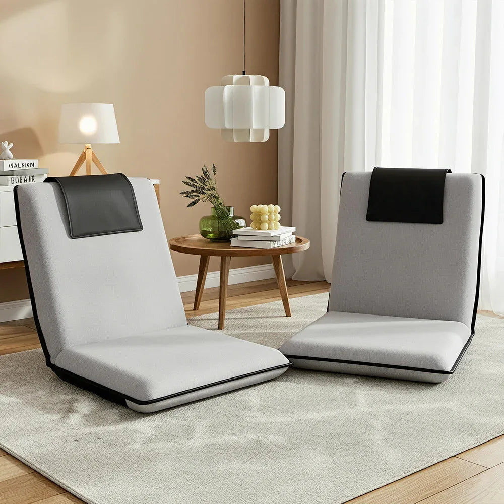 Artiss 2X Floor Lounge Sofa Bed Floor Cushion Velvet Grey - Mekamart Australia