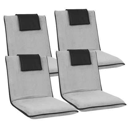 Artiss 4X Floor Lounge Sofa Bed Floor Cushion Velvet Grey - Mekamart Australia