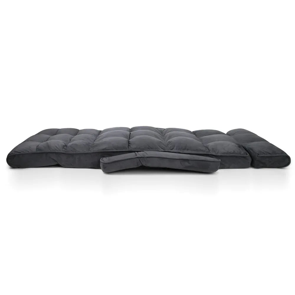 Artiss Floor Lounge Sofa With Armrest Flocking Fabric Charcoal - Mekamart Australia