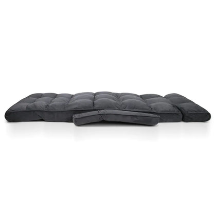 Artiss Floor Lounge Sofa With Armrest Flocking Fabric Charcoal - Mekamart Australia