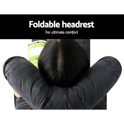 Artiss Floor Lounge Sofa With Armrest Flocking Fabric Charcoal - Mekamart Australia