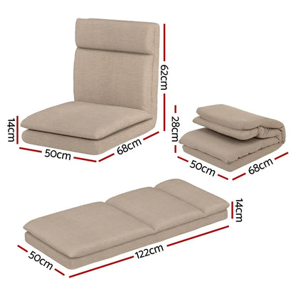 Artiss 4XFloor Chair Sofa Linen Beige - Mekamart Australia