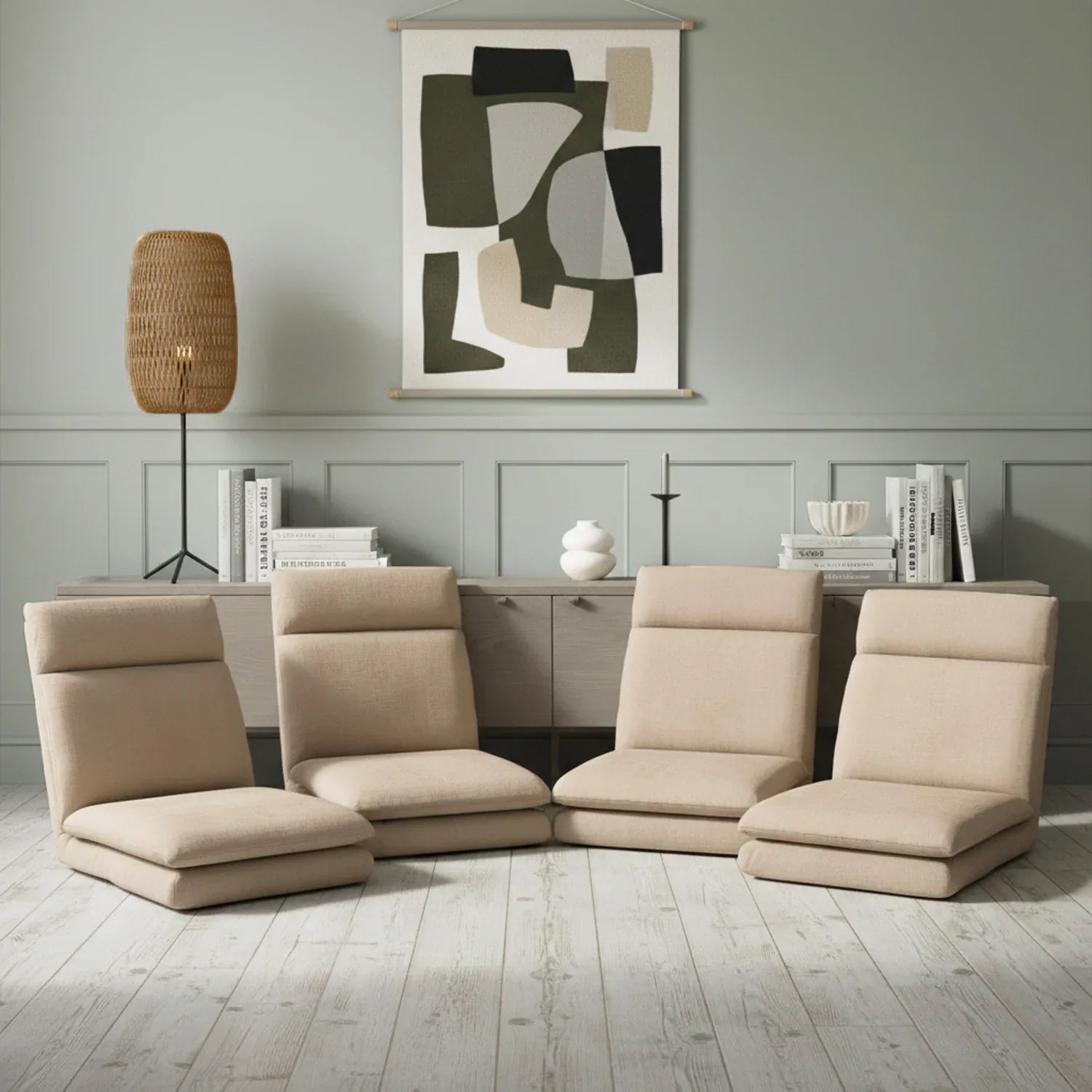 Artiss 4XFloor Chair Sofa Linen Beige - Mekamart Australia