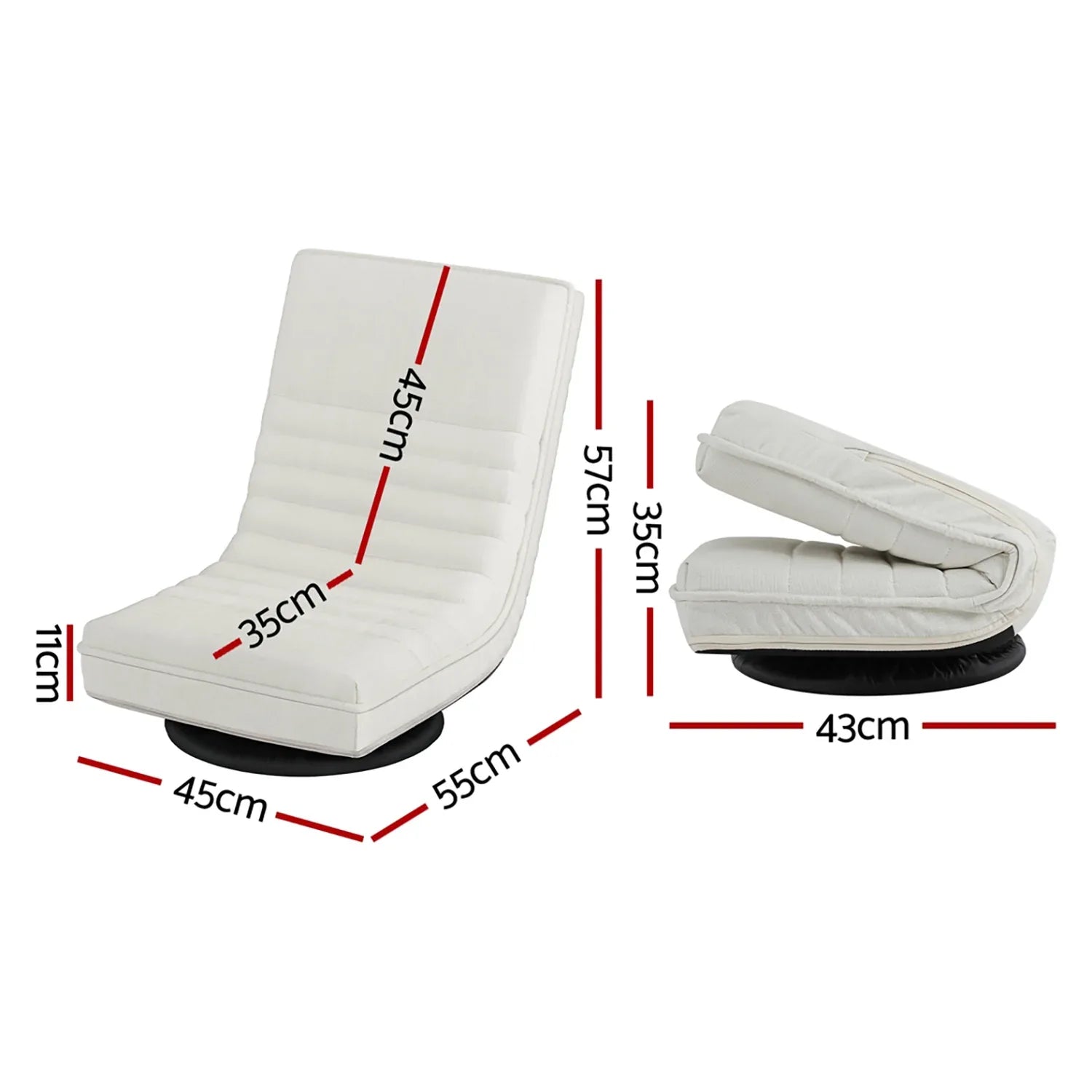 Artiss 2XFloor Chair Lounge Sofa Swivel Foldable Linen White - Mekamart Australia