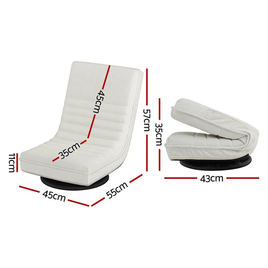 Artiss 2XFloor Chair Lounge Sofa Swivel Foldable Linen White - Mekamart Australia