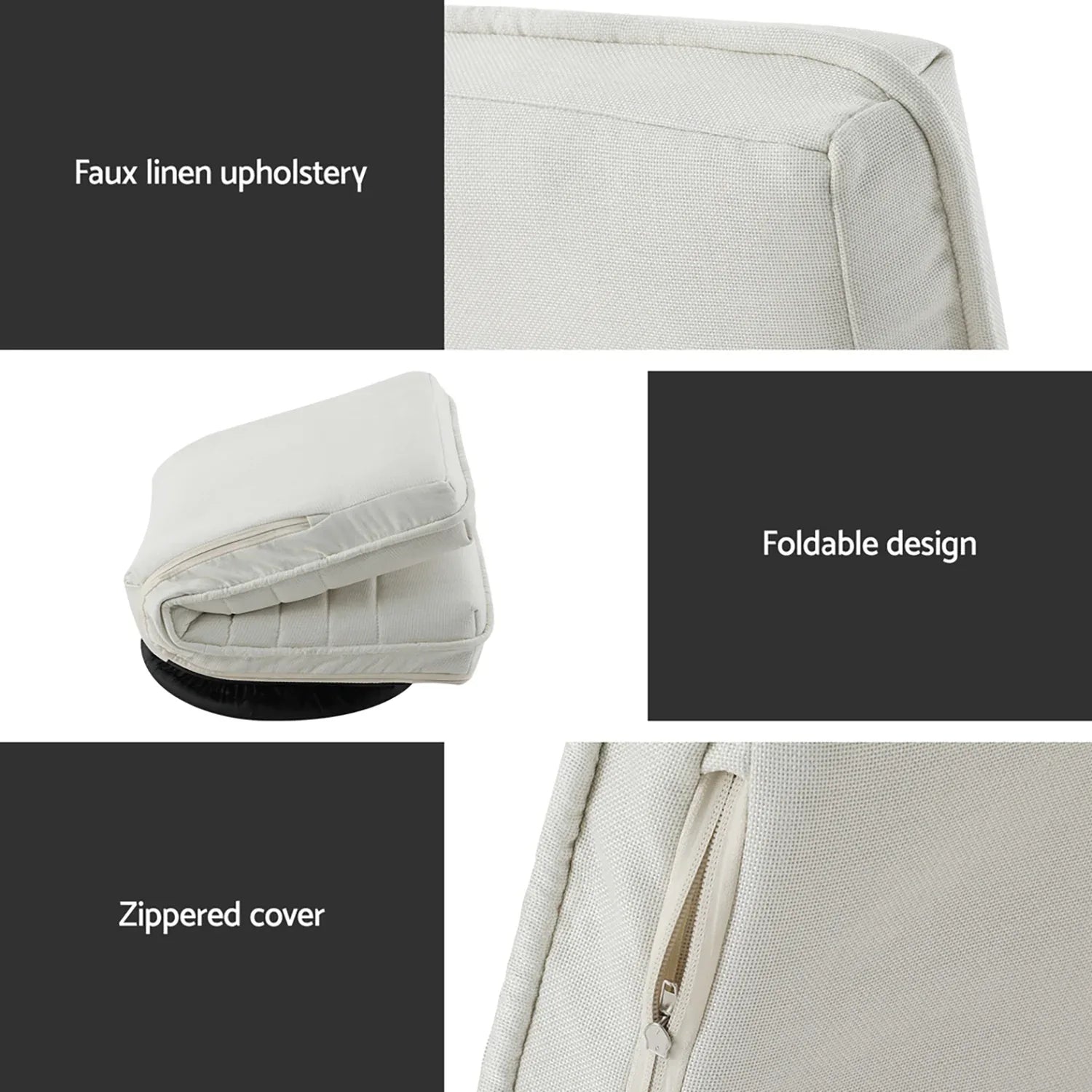 Artiss 2XFloor Chair Lounge Sofa Swivel Foldable Linen White - Mekamart Australia