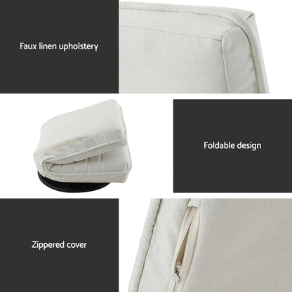 Artiss 2XFloor Chair Lounge Sofa Swivel Foldable Linen White - Mekamart Australia